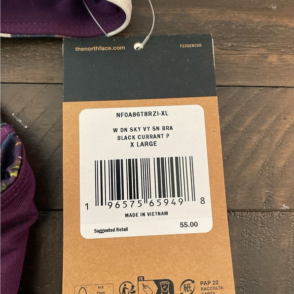 NWT The North Face Dune Sky Sports Bra Black Currant XL - Picture 4 of 4